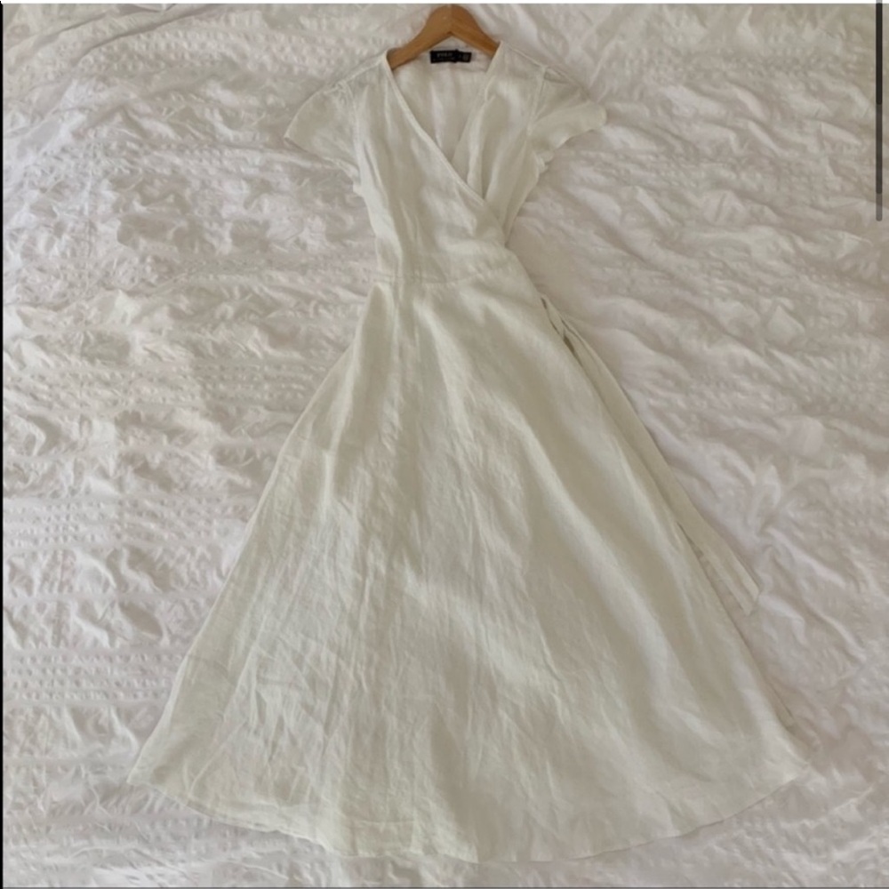 New Ralph Lauren Maxi Linen White Long Dress - Picture 5 of 13